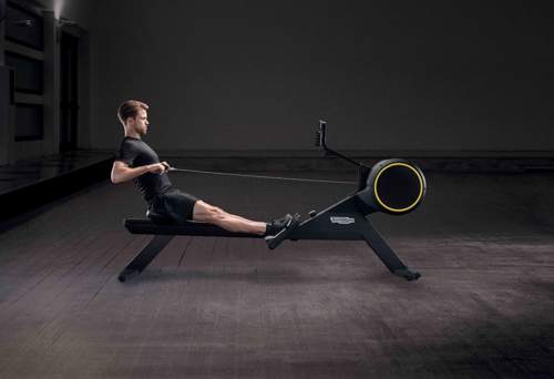 Man using rowing machine